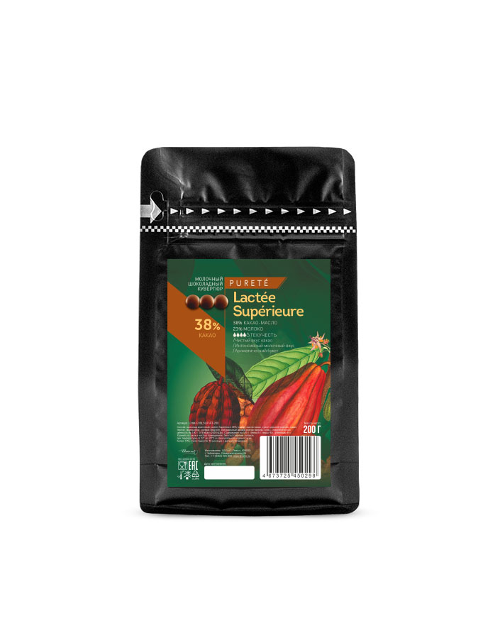 Шоколад молочный Lactee Superieure 38% Cacao Barry (0,2 кг)